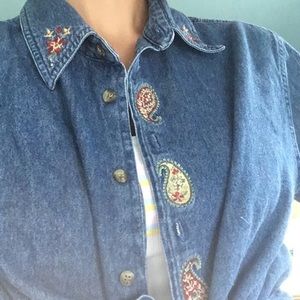 Talbots Paisley denim button up